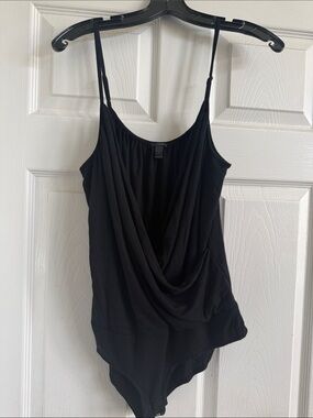 J. Crew Black Draped Cami Bodysuit